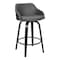 Armen Living Alec 26" Counter Height Swivel Gray Faux Leather and Black Wood Bar Stool LCAEBABLGR26 - alternate 1